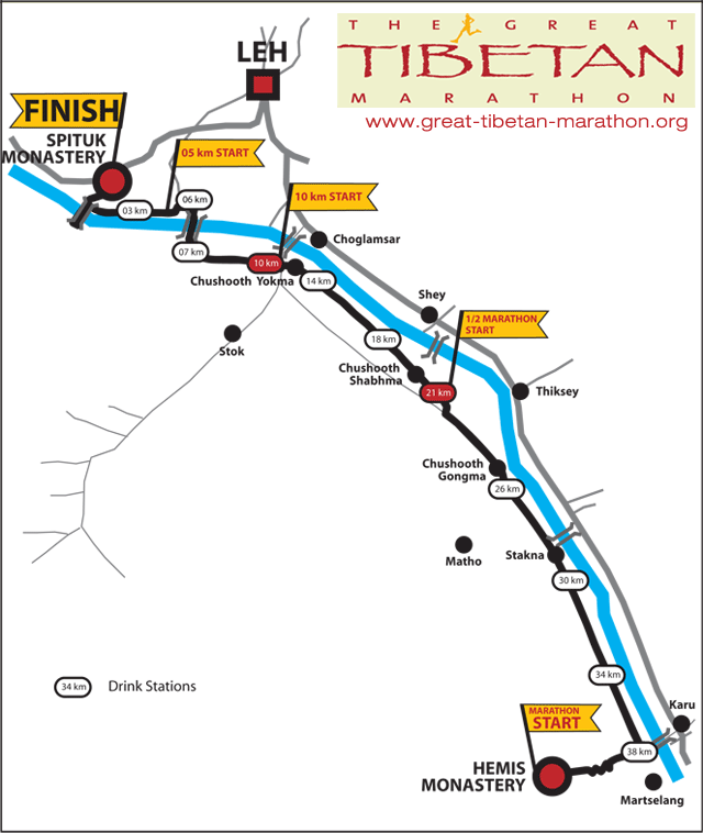 Route Map of the Great Tibetan Marathon