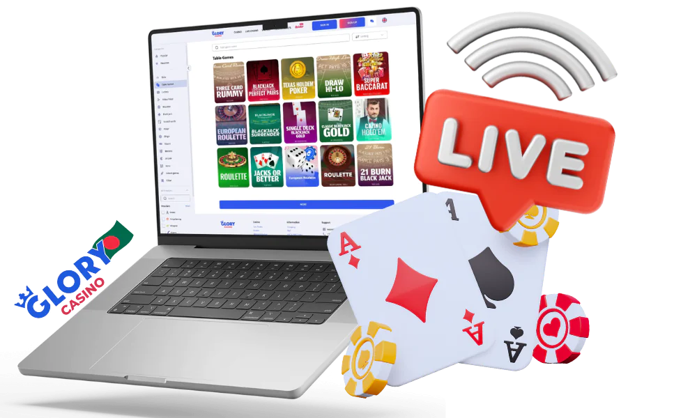Glory Casino offers games with live dealers